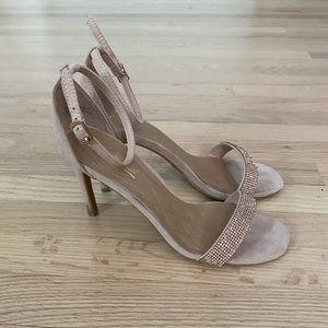 Beautiful blush suede and rhinestone heels